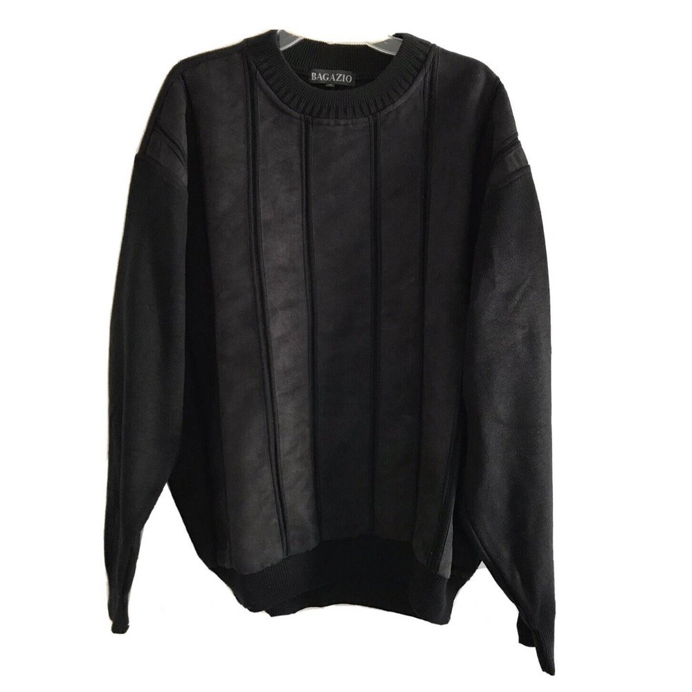 Bagazio | Men's Black Long Sleeve Crew Neck Pullover Rib Trim Sweater Size XL